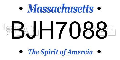 BJH7088 Massachusetts License Plate