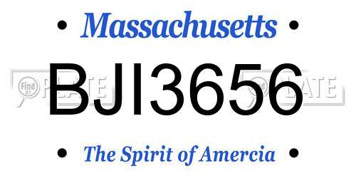 BJI3656 Massachusetts License Plate