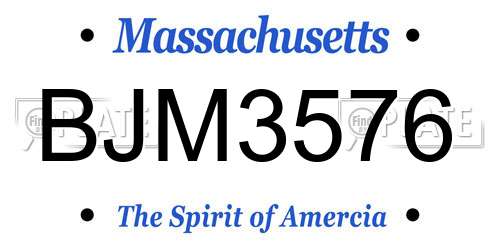 BJM3576 Massachusetts License Plate