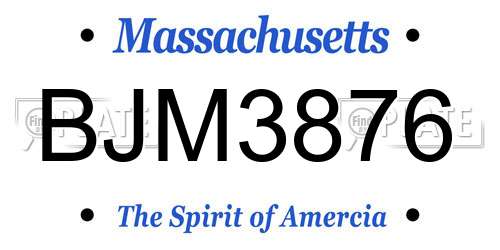 BJM3876 Massachusetts License Plate