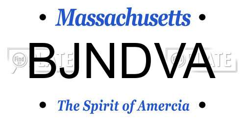BJNDVA Massachusetts License Plate