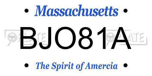 BJO81A Massachusetts License Plate
