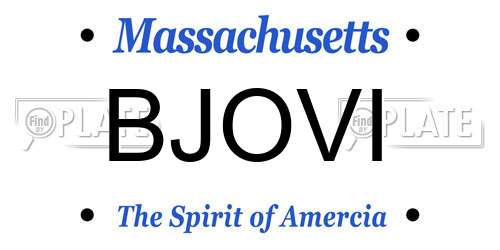 BJOVI Massachusetts License Plate