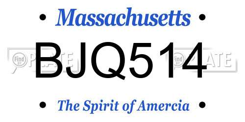 BJQ514 Massachusetts License Plate