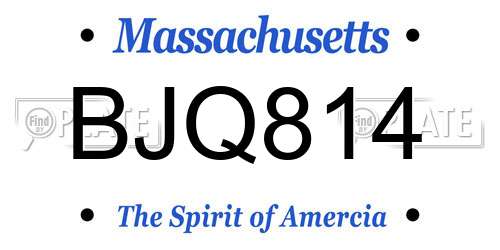 BJQ814 Massachusetts License Plate