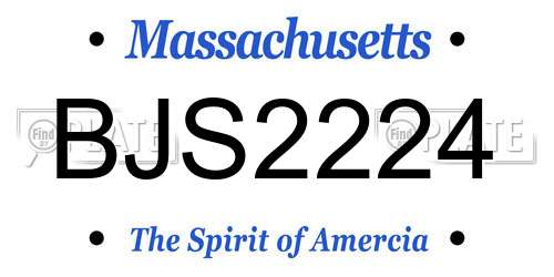 BJS2224 Massachusetts License Plate