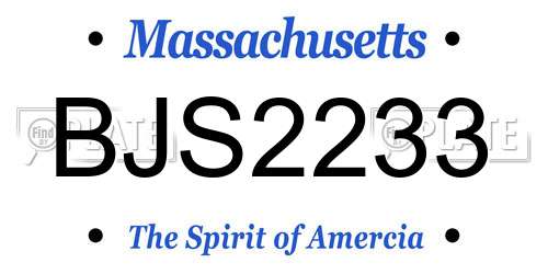 BJS2233 Massachusetts License Plate