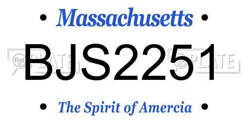 BJS2251 Massachusetts License Plate