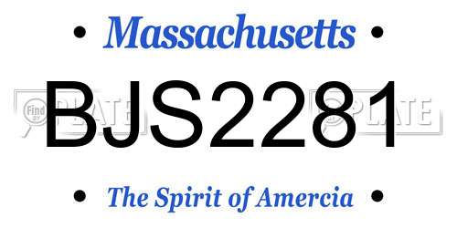 BJS2281 Massachusetts License Plate
