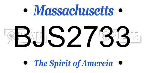BJS2733 Massachusetts License Plate