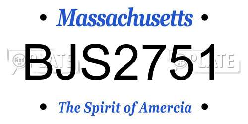 BJS2751 Massachusetts License Plate