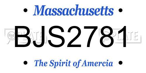 BJS2781 Massachusetts License Plate