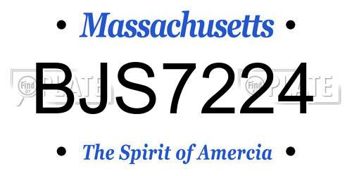BJS7224 Massachusetts License Plate
