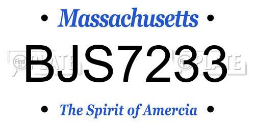 BJS7233 Massachusetts License Plate