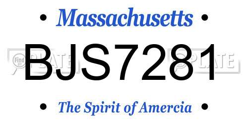 BJS7281 Massachusetts License Plate