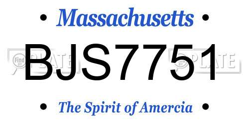 BJS7751 Massachusetts License Plate