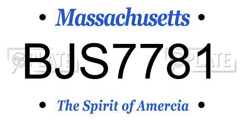 BJS7781 Massachusetts License Plate
