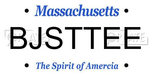 BJSTTEE Massachusetts License Plate