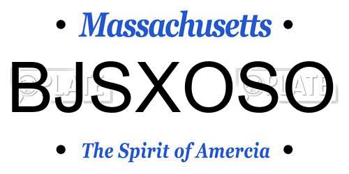 BJSXOSO Massachusetts License Plate