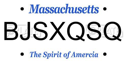 BJSXQSQ Massachusetts License Plate