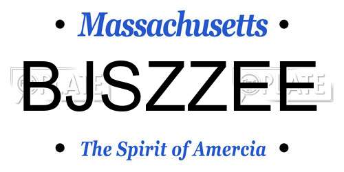 BJSZZEE Massachusetts License Plate