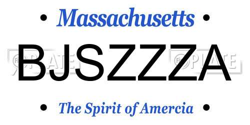 BJSZZZA Massachusetts License Plate