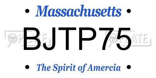 BJTP75 Massachusetts License Plate