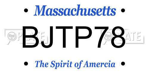 BJTP78 Massachusetts License Plate