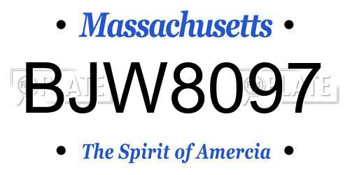 BJW8097 Massachusetts License Plate