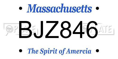 BJZ846 Massachusetts License Plate