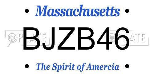 BJZB46 Massachusetts License Plate