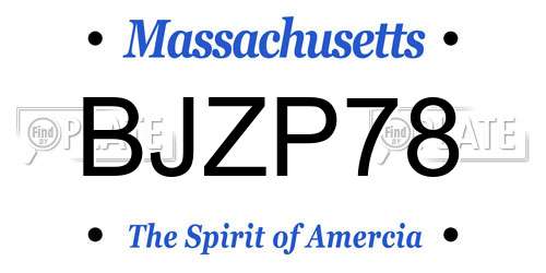BJZP78 Massachusetts License Plate