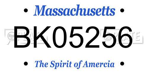 BK05256 Massachusetts License Plate
