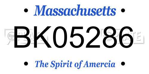 BK05286 Massachusetts License Plate