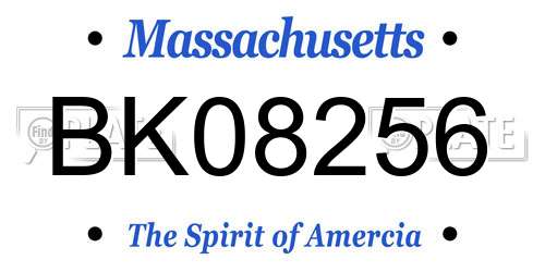 BK08256 Massachusetts License Plate