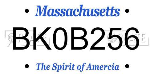 BK0B256 Massachusetts License Plate