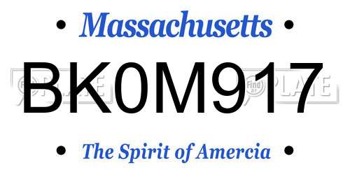 BK0M917 Massachusetts License Plate