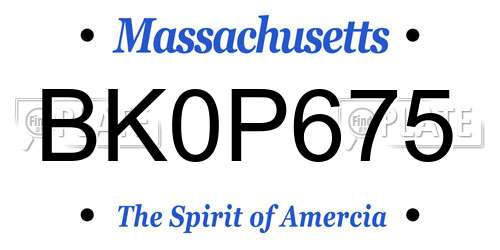 BK0P675 Massachusetts License Plate