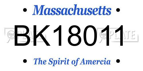 BK18011 Massachusetts License Plate