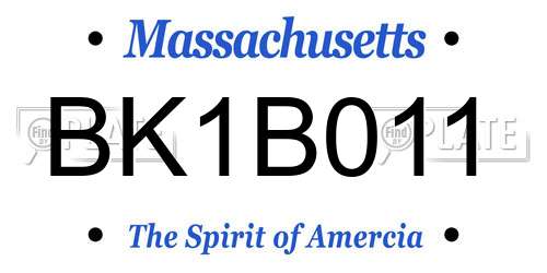 BK1B011 Massachusetts License Plate