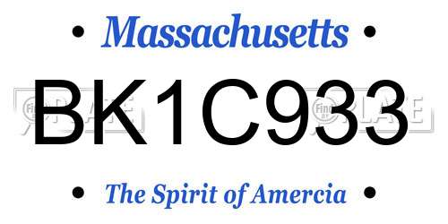 BK1C933 Massachusetts License Plate