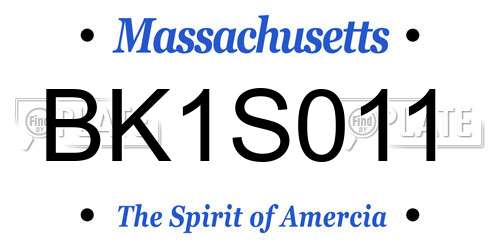 BK1S011 Massachusetts License Plate