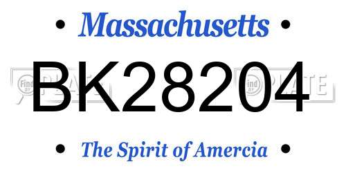 BK28204 Massachusetts License Plate