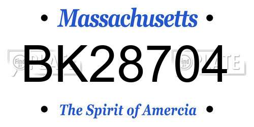 BK28704 Massachusetts License Plate