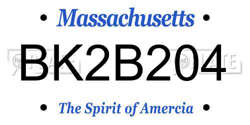 BK2B204 Massachusetts License Plate