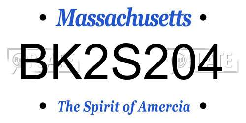 BK2S204 Massachusetts License Plate