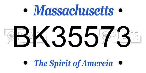 BK35573 Massachusetts License Plate
