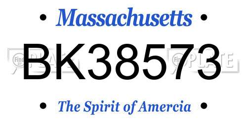 BK38573 Massachusetts License Plate