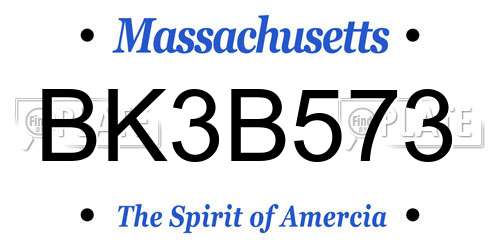 BK3B573 Massachusetts License Plate