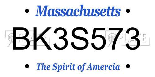 BK3S573 Massachusetts License Plate